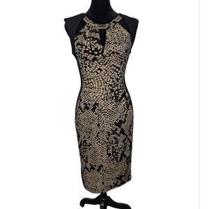 Joseph Ribkoff Flattering Snakeskin Print And Black Size 4 Dress